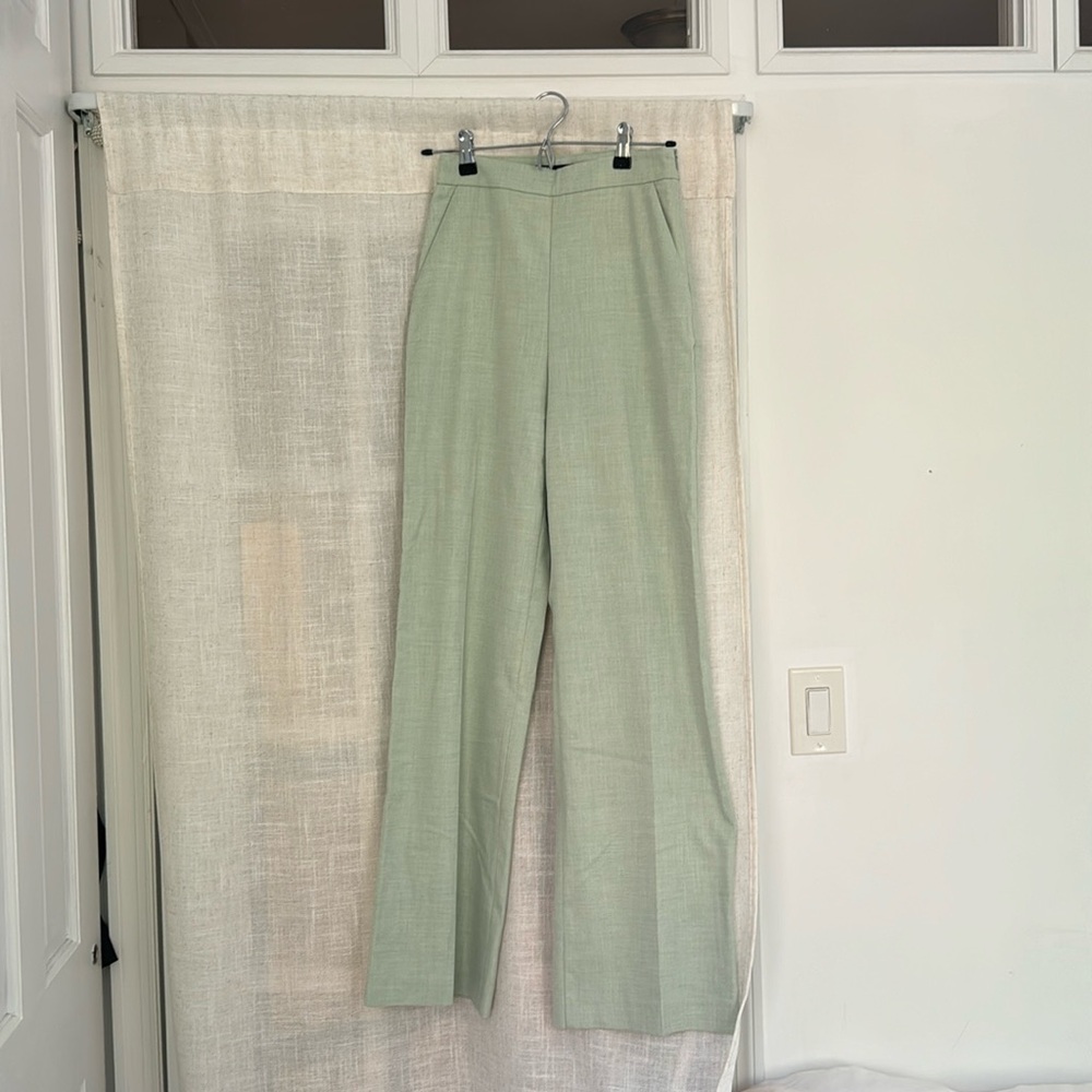 Long mint green Zara trousers
